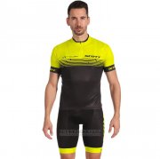 2022 Fahrradbekleidung Scott Gelb Trikot Kurzarm und Tragerhose