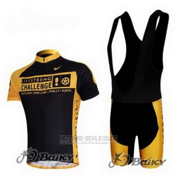 2009 Fahrradbekleidung Livestrong Gelb und Shwarz Trikot Kurzarm und Tragerhose