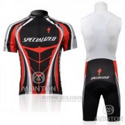 2010 Fahrradbekleidung Specialized Rot und Shwarz Trikot Kurzarm und Tragerhose