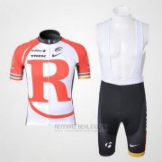 2011 Fahrradbekleidung Radioshack Wei und Rot Trikot Kurzarm und Tragerhose