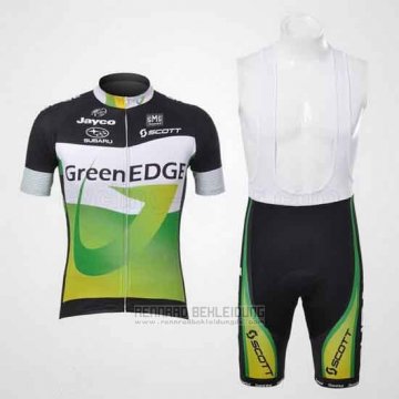 2012 Fahrradbekleidung GreenEDGE Shwarz und Grun Trikot Kurzarm und Tragerhose