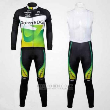 2012 Fahrradbekleidung GreenEDGE Shwarz und Grun Trikot Langarm Tragerhose