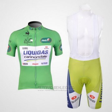 2012 Fahrradbekleidung Liquigas Cannondale Wei und Grun Trikot Kurzarm und Tragerhose