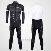 2012 Fahrradbekleidung Pinarello Shwarz und Wei Trikot Langarm und Tragerhose