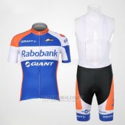 2012 Fahrradbekleidung Rabobank Blau und Wei Trikot Kurzarm und Tragerhose