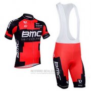 2013 Fahrradbekleidung BMC Shwarz und Rot Trikot Kurzarm und Tragerhose