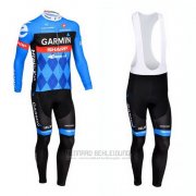 2013 Fahrradbekleidung Garmin Sharp Blau Trikot Langarm und Tragerhose