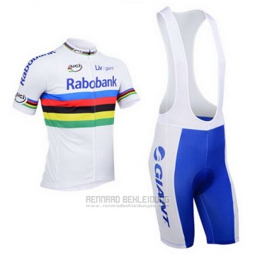 2013 Fahrradbekleidung UCI Weltmeister Lider Rabobank Wei Trikot Kurzarm und Tragerhose