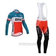 2014 Fahrradbekleidung BMC Champion Italien Blau und Orange Trikot Langarm und Tragerhose