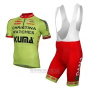 2014 Fahrradbekleidung Christina Watches Onfone Grun Trikot Kurzarm und Tragerhose