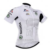 2015 Fahrradbekleidung Tour de France Wei Trikot Kurzarm und Tragerhose