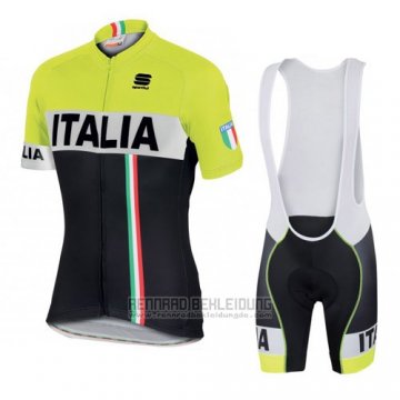 2016 Fahrradbekleidung Italien Shwarz und Gelb Trikot Kurzarm und Tragerhose