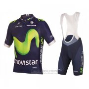 2016 Fahrradbekleidung Movistar Grun und Blau Trikot Kurzarm und Tragerhose