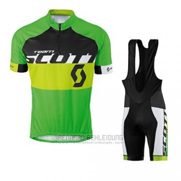 2016 Fahrradbekleidung Scott Gelb und Grun Trikot Kurzarm und Tragerhose