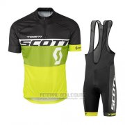 2016 Fahrradbekleidung Scott Gelb und Shwarz Trikot Kurzarm und Tragerhose