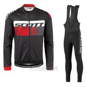 2016 Fahrradbekleidung Scott Rot und Shwarz Trikot Langarm und Tragerhose