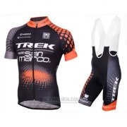 2016 Fahrradbekleidung Trek Selle San Marco Shwarz und Orange Trikot Kurzarm und Tragerhose