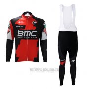 2017 Fahrradbekleidung BMC Rot und Wei Trikot Langarm und Tragerhose