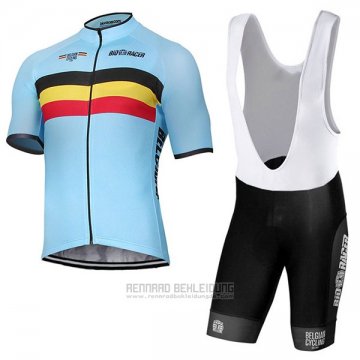 2017 Fahrradbekleidung Belgien Azurblau Trikot Kurzarm und Tragerhose