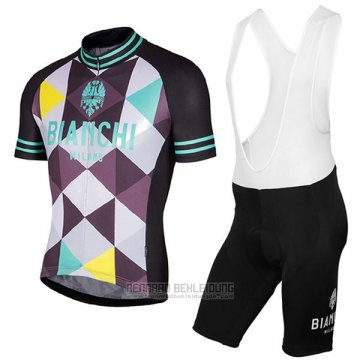 2017 Fahrradbekleidung Bianchi Milano Aviolo Shwarz Trikot Kurzarm und Tragerhose