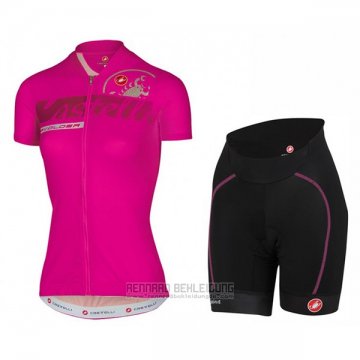 2017 Fahrradbekleidung Frau Castelli Rosa Trikot Kurzarm und Tragerhose