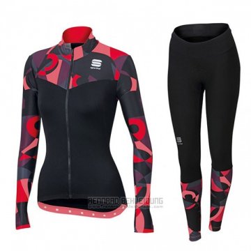 2017 Fahrradbekleidung Sportful Primavera Shwarz und Rot Trikot Langarm und Tragerhose