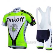 2017 Fahrradbekleidung Tinkoff Grun Trikot Kurzarm und Tragerhose