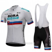 2018 Fahrradbekleidung Bora Champion Slowakische Republik Wei Trikot Kurzarm und Tragerhose