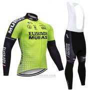 2018 Fahrradbekleidung Euskadi Murias Grun und Shwarz Trikot Langarm und Tragerhose