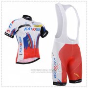 2018 Fahrradbekleidung Katusha Wei Blau Rot Trikot Kurzarm und Tragerhose