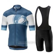 2019 Fahrradbekleidung Castelli Ruota Blau Wei Trikot Kurzarm und Overall