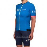 2019 Fahrradbekleidung Frau Maap Blau Trikot Kurzarm und Tragerhose