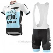 2019 Fahrradbekleidung Lotto NL-Jumbo Blau Wei Trikot Kurzarm und Tragerhose