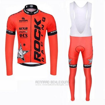 2019 Fahrradbekleidung Rock Racing SIDI Orange Trikot Langarm und Tragerhose