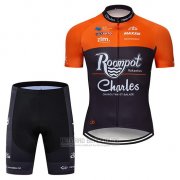 2019 Fahrradbekleidung Roompot Charles Orange Shwarz Trikot Kurzarm und Overall