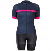 2020 Fahrradbekleidung Frau Bontrage Fuchsie Dunkel Blau Trikot Kurzarm und Tragerhose
