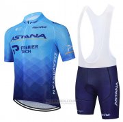 2021 Fahrradbekleidung Astana Blau Trikot Kurzarm und Tragerhose