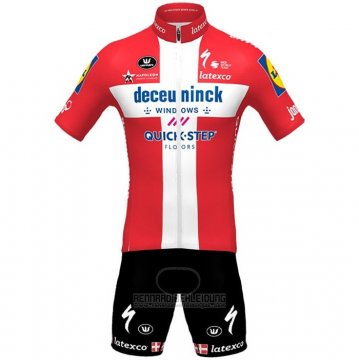 2021 Fahrradbekleidung Deceuninck Quick Step Champion Danemark Trikot Kurzarm und Tragerhose