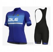 2021 Fahrradbekleidung Frau ALE Blau Trikot Kurzarm und Tragerhose