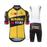 2021 Fahrradbekleidung Jumbo Visma Gelb Trikot Kurzarm und Tragerhose