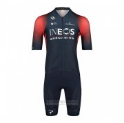 2022 Fahrradbekleidung Ineos Grenadiers Rot Blau Trikot Kurzarm und Tragerhose