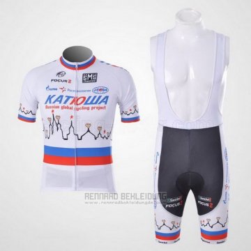 2010 Fahrradbekleidung Katusha Wei Trikot Kurzarm und Tragerhose