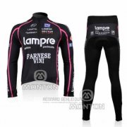 2010 Fahrradbekleidung Lampre Farnese Vini Trikot Langarm und Tragerhose Shwarz Trikot Langarm und Tragerhose Pantaloni