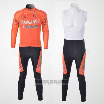 2011 Fahrradbekleidung Euskalte Orange Trikot Langarm und Tragerhose