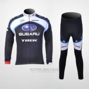 2011 Fahrradbekleidung Subaru Wei und Shwarz Trikot Langarm und Tragerhose