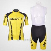 2012 Fahrradbekleidung Scott Shwarz und Gelb Trikot Kurzarm und Tragerhose