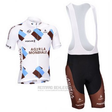 2013 Fahrradbekleidung Ag2rla Braun Trikot Kurzarm und Tragerhose