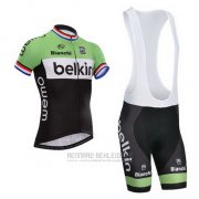 2014 Fahrradbekleidung Belkin Shwarz und Grun Trikot Kurzarm und Tragerhose