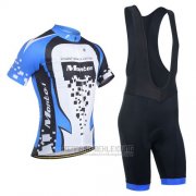 2014 Fahrradbekleidung Monton Blau und Wei Trikot Kurzarm und Tragerhose