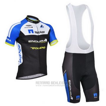 2014 Fahrradbekleidung Netapp Shwarz und Blau Trikot Kurzarm und Tragerhose